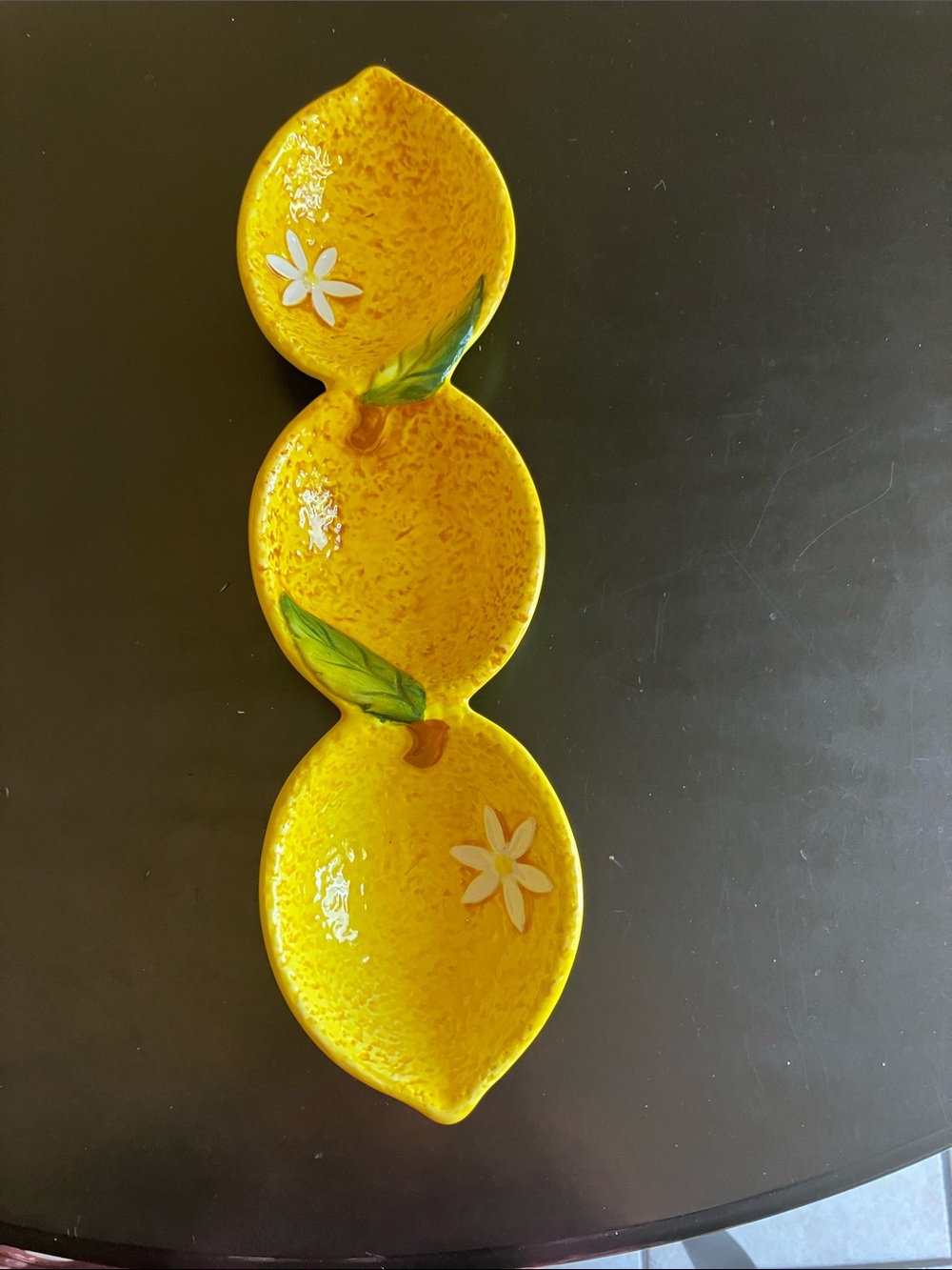 Pier 1 Yellow Three-Section Lemon Ceramic Serving Dish